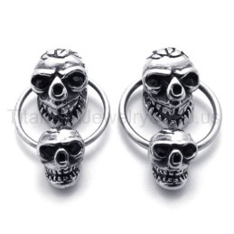 Boucles D'Oreilles En Titane À Double Face Avec Tête De Mort