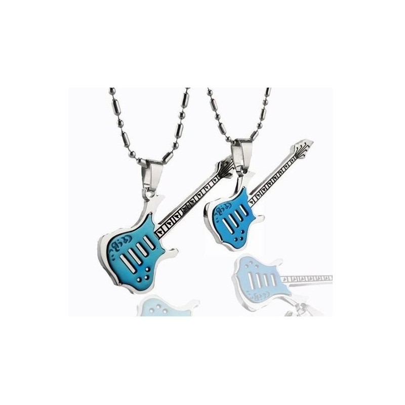 1 Paire De Pendentifs Pour Colliers Et Couples En Titane Pur En Forme De Guitare