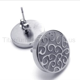 Boucles D'Oreilles En Titane Argenté Gravées