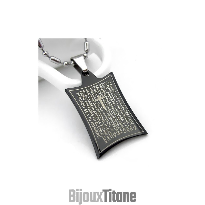 Collier Pendentif En Titane Pur Avec Croix De Prière Biblique Collier Pendentif En Titane Pur Avec Croix De Prière Biblique