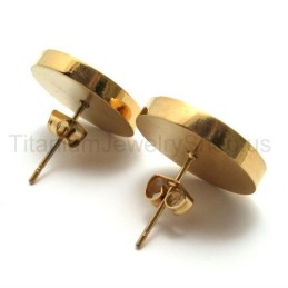 Boucles D'Oreilles En Titane Doré Gravé