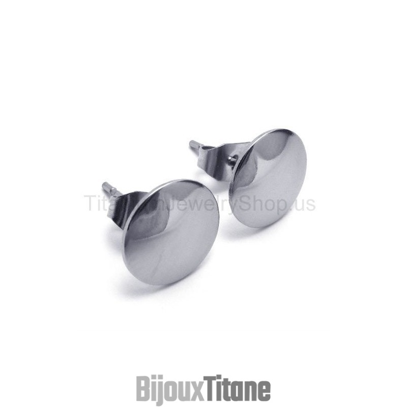 Boucles D'Oreilles Simples En Titane Et Argent
