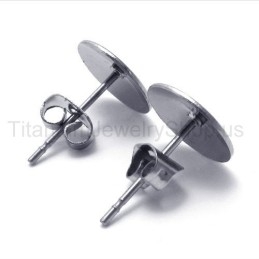 Boucles D'Oreilles Simples En Titane Et Argent