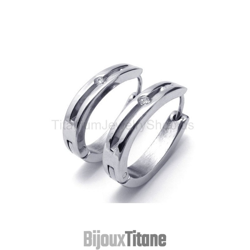 Boucles D'Oreilles En Argent Et Titane Incrustées De Diamants Boucles D'Oreilles En Argent Et Titane Incrustées De Diamants