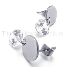 Boucles D'Oreilles En Titane Et Diamant