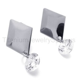 Boucles D'Oreilles En Argent Et Titane Avec Diamants