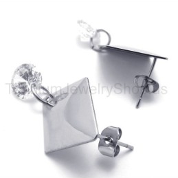 Boucles D'Oreilles En Argent Et Titane Avec Diamants