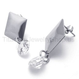 Boucles D'Oreilles En Argent Et Titane Avec Diamants