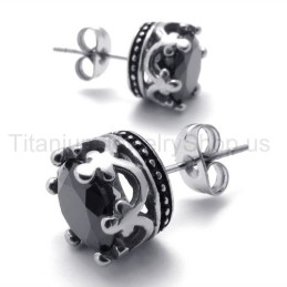 Boucles D'Oreilles Rétro En Titane Avec Couronne