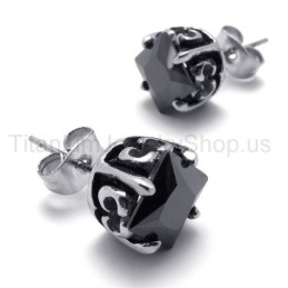 Boucles D'Oreilles Rétro Noires En Titane