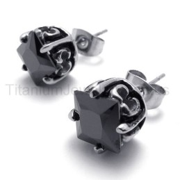 Boucles D'Oreilles Rétro Noires En Titane