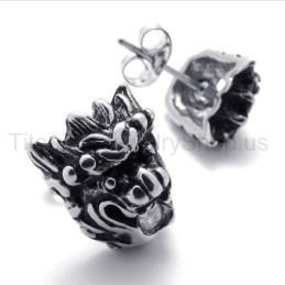 Boucles D'Oreilles Rétro En Titane Motif Lion Cool