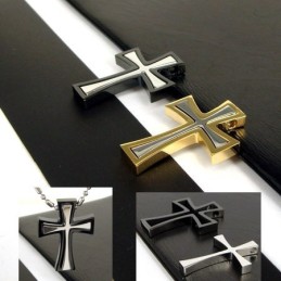 Pendentif Croix En Acier Titane Pour Homme (2 Pièces) - 1 Pièce