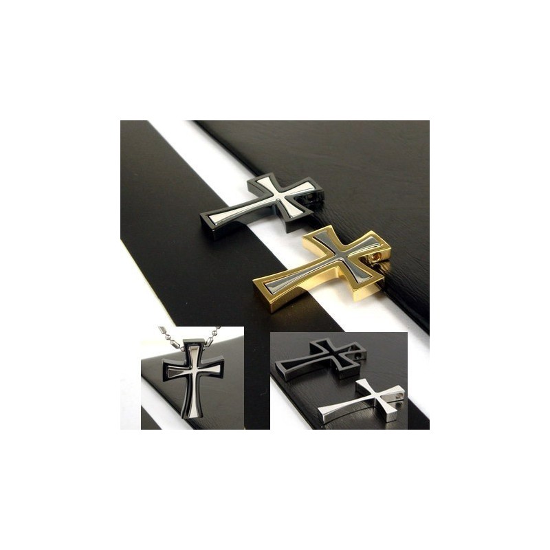 Pendentif Croix En Acier Titane Pour Homme (2 Pièces) - 1 Pièce Pendentif Croix En Acier Titane Pour Homme (2 Pièces) - 1 Pièce