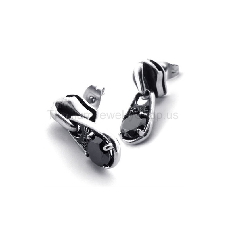 Boucles D'Oreilles Rétro En Titane Black Diamond Boucles D'Oreilles Rétro En Titane Black Diamond