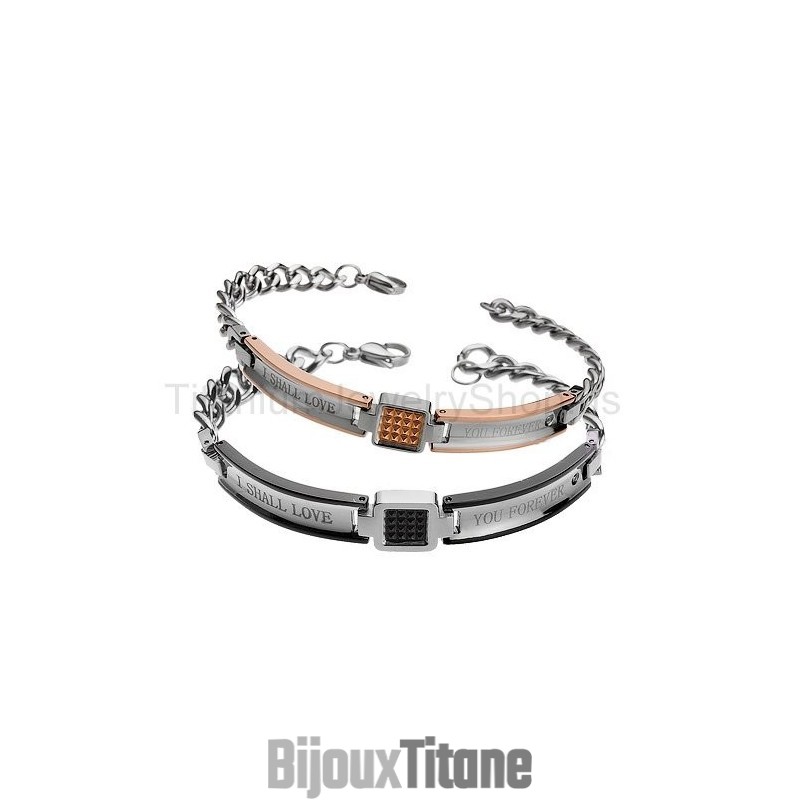 Bracelets D'Amoureux En Titane « Je T'Aimerai Pour Toujours » Bracelets D'Amoureux En Titane « Je T'Aimerai Pour Toujours »