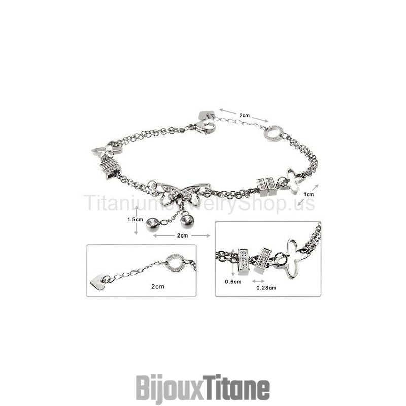 Bracelet En Titane Papillon Volant