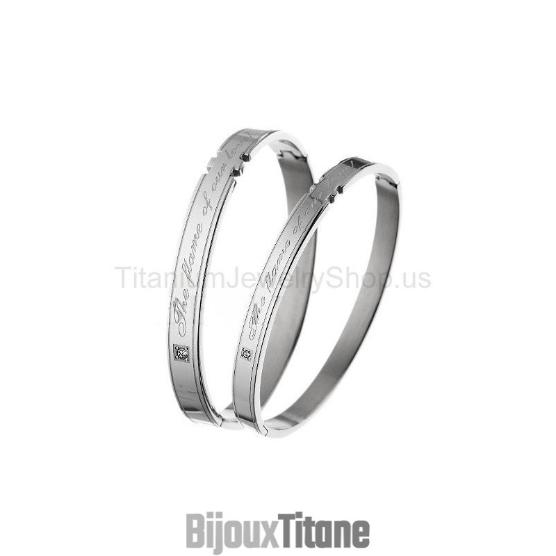 Bracelets D'Amoureux En Titane La Flamme De Notre Amour