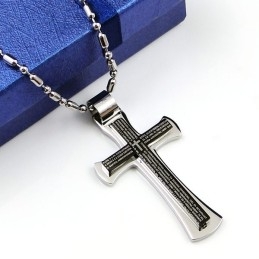 Collier Avec Pendentif En Titane Pur Et Croix Noire Cool Man (Neuf)