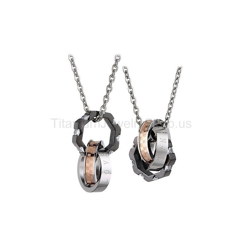 Pendentifs Amoureux En Titane À Trois Cercles Pendentifs Amoureux En Titane À Trois Cercles