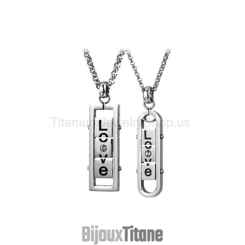 Pendentifs Rotatifs « Love » En Titane Pour Amoureux Pendentifs Rotatifs « Love » En Titane Pour Amoureux