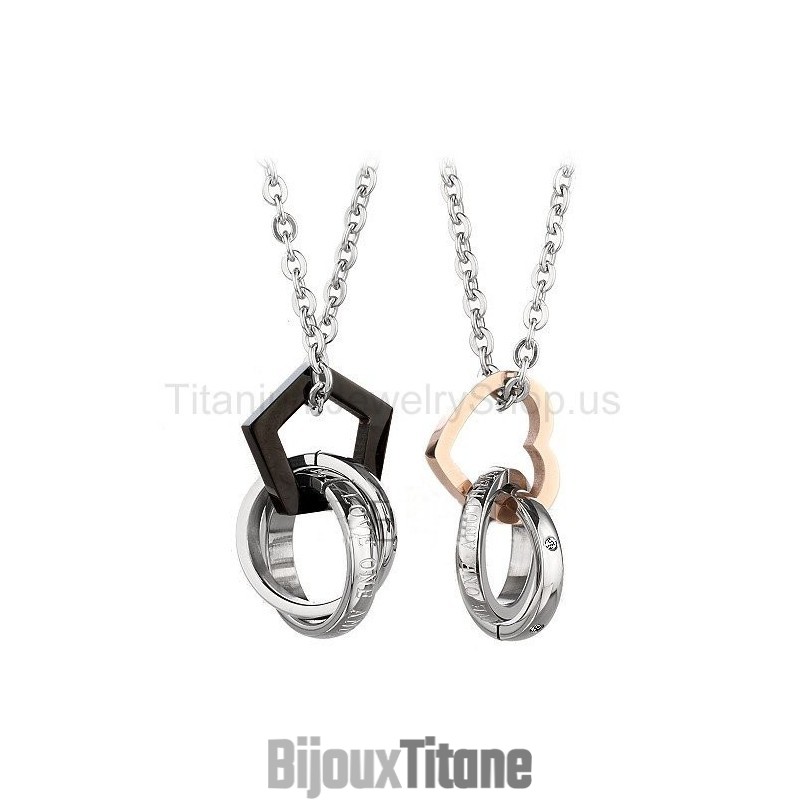 Pendentifs Amoureux En Titane À Trois Cercles Pendentifs Amoureux En Titane À Trois Cercles