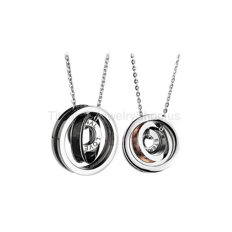 Pendentifs Amoureux En Titane À Trois Cercles D'Amour Éternel Pendentifs Amoureux En Titane À Trois Cercles D'Amour Éternel