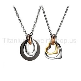 Pendentifs Amoureux En Titane À Deux Cercles