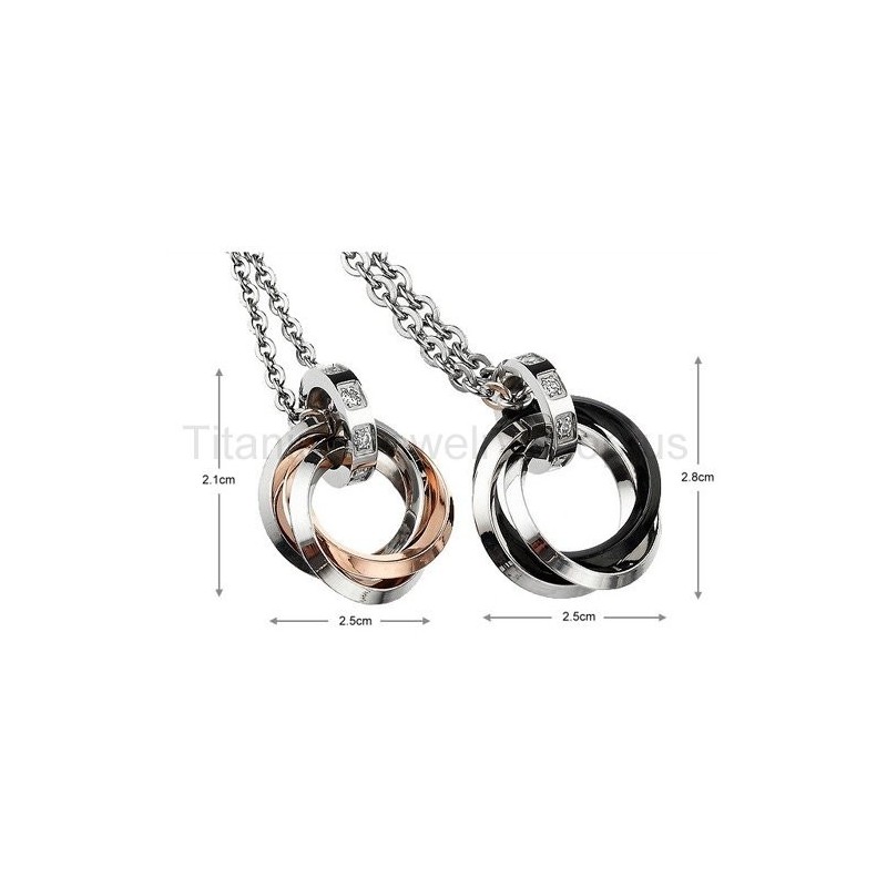 Pendentifs Amoureux En Titane À Trois Cercles Pendentifs Amoureux En Titane À Trois Cercles