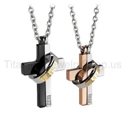 Pendentifs Amoureux En Titane À Deux Couches « Love Forever »