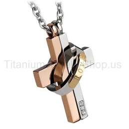 Pendentifs Amoureux En Titane À Deux Couches « Love Forever »