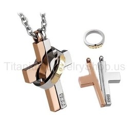 Pendentifs Amoureux En Titane À Deux Couches « Love Forever »