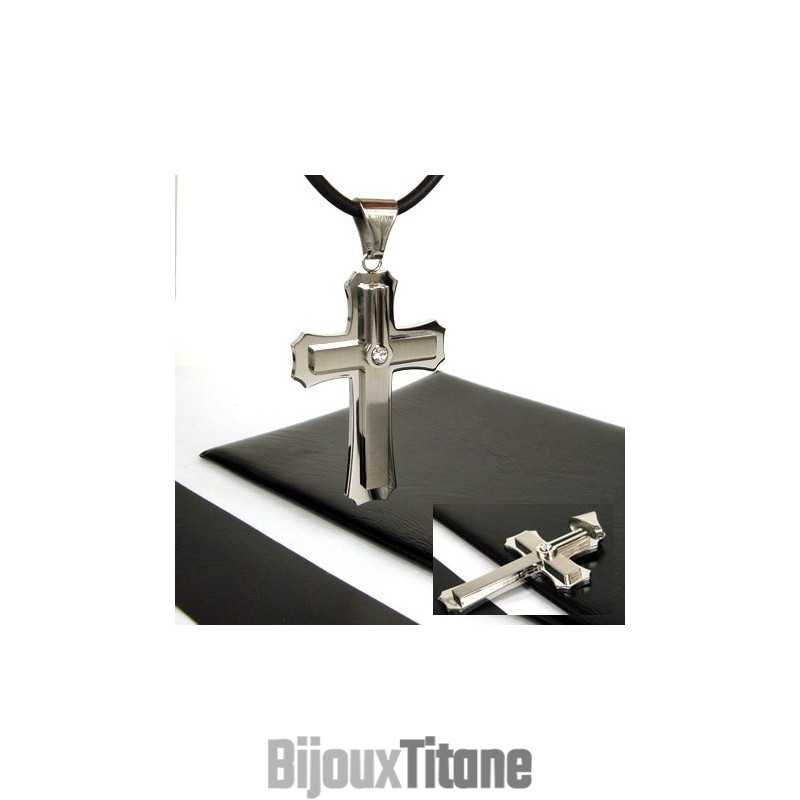 Pendentif Croix À Deux Couches En Titane Pur Pour Homme Pendentif Croix À Deux Couches En Titane Pur Pour Homme