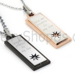 Pendentifs Amoureux En Titane, Or Rose Et Noir, Avec Chaînes Et Diamants Gratuits C508