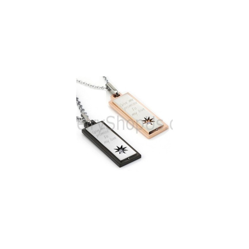 Pendentifs Amoureux En Titane, Or Rose Et Noir, Avec Chaînes Et Diamants Gratuits C508 Pendentifs Amoureux En Titane, Or Rose Et Noir, Avec Chaînes Et Diamants Gratuits C508