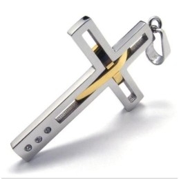 Pendentif En Acier Titane À Double Croix Sutra Man