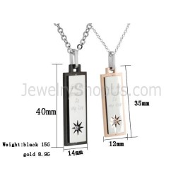 Pendentifs Amoureux En Titane, Or Rose Et Noir, Avec Chaînes Et Diamants Gratuits C508