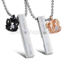 Pendentifs En Titane, Or Rose Et Noir, Couronne Royale, Avec Pendentifs Gratuits, C604