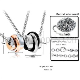 Pendentifs Amoureux En Titane, Or Rose Et Noir, Avec Pendentifs Gratuits C622