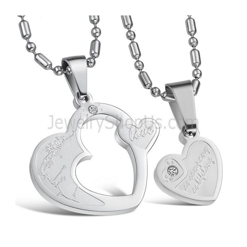 Pendentifs Amoureux En Argent Titane Avec Strass Et Chaînes Gratuites C600 Pendentifs Amoureux En Argent Titane Avec Strass Et Chaînes Gratuites C600