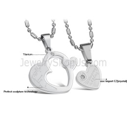 Pendentifs Amoureux En Argent Titane Avec Strass Et Chaînes Gratuites C600