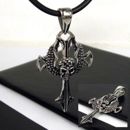 Pendentif Cool Man Skull Cross En Titane Pur Avec Chaîne Gratuite