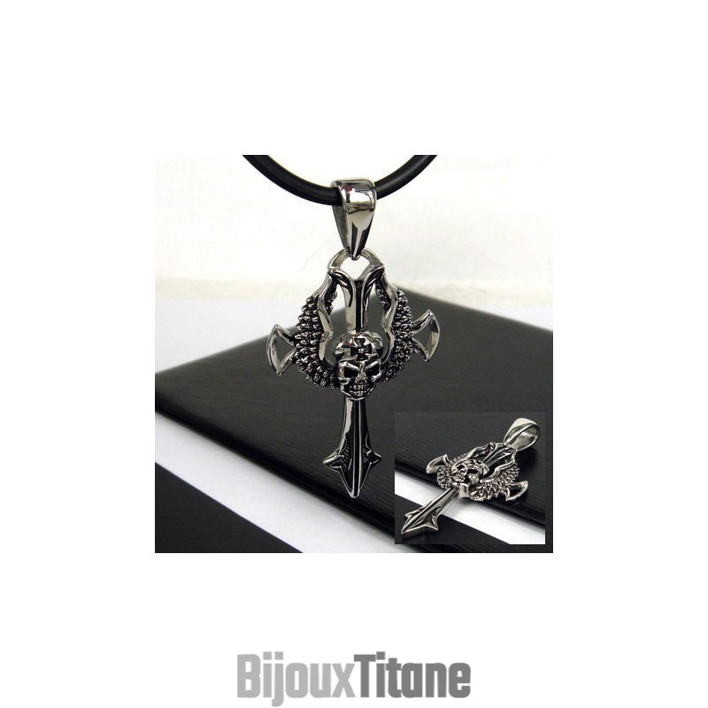 Pendentif Cool Man Skull Cross En Titane Pur Avec Chaîne Gratuite Pendentif Cool Man Skull Cross En Titane Pur Avec Chaîne Gratuite