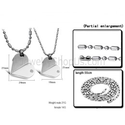Pendentifs En Argent Titane En Forme De Cœur Avec Strass Et Chaînes Gratuites 111