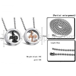 Pendentifs D'Amour En Titane Noir Et Or Rose Avec Strass Et Chaînes Offertes Gx627
