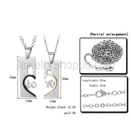 Pendentifs « Love » En Titane, Or Rose Et Noir, Avec Strass Et Chaînes Offertes C539