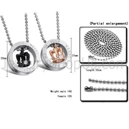 Pendentifs Pour Amoureux « Keep Me In Your Heart » En Titane, Or Rose Et Noir, Avec Strass Et Chaînes Offertes, C603