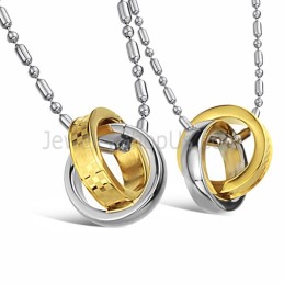 Bagues En Titane, Or Et Argent, Pendentifs Pour Amoureux Avec Chaînes Gratuites C643