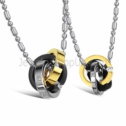 Bagues En Titane Tricolores, Pendentifs Pour Amoureux, Avec Diamants Et Chaînes Gratuites C642