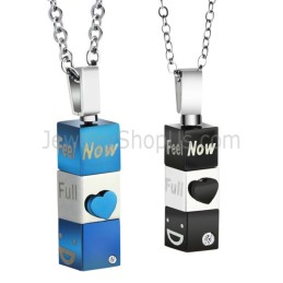 Pendentifs En Titane En Forme De Cœur Et De Cuboïde Avec Strass Et Chaînes Gratuites C482